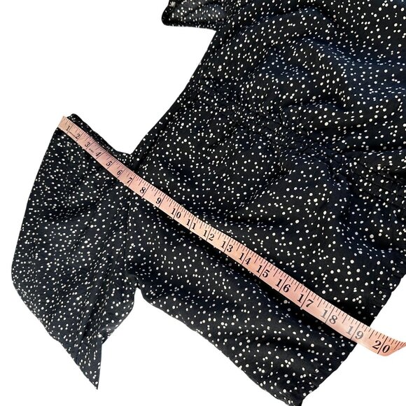 A New Day Smocked Crop Top XL Polka Dot Ruched Puff Statement Long Sleeve Black - Picture 10 of 11